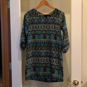 Aztec printed box cut dress!